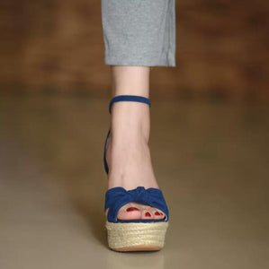 Petite Size Platform Strap Suede Sandal Shoes MS382