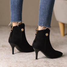 Pointy Heeled Suede Ankle Boots For Small Feet Women MS260
