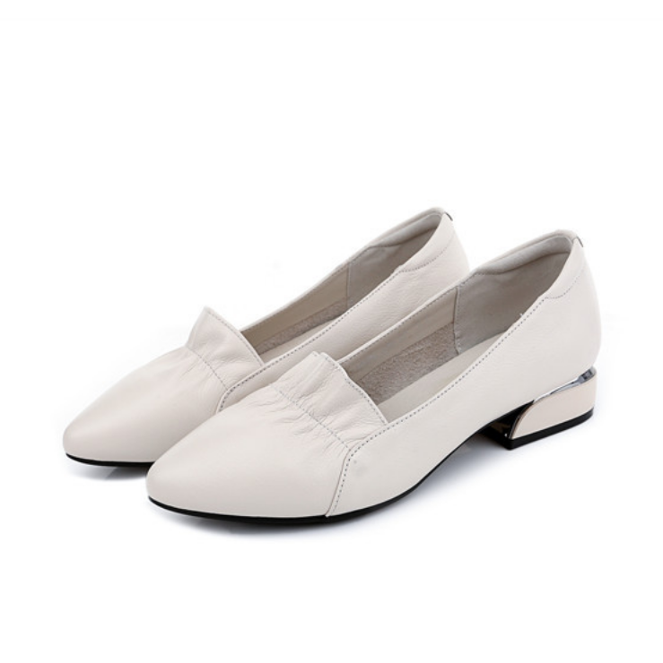 Small Feet Closed Block Low Heel Leather Shoes MS588