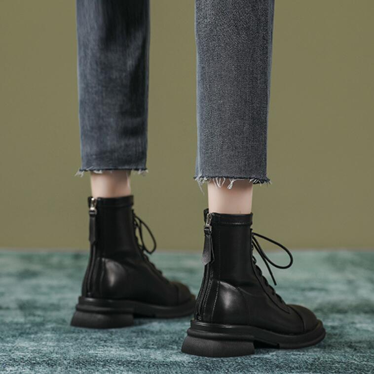 Small Feet Ladies Lace Up Ankle Boots with Zipper MS200 US3(Eu33)=UK1(215mm)