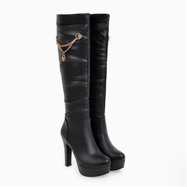 MOOMMO Women's Stretch Suede Knee High Boots - 4.5 Inch Chunky Block Heel, Round Toe Pull-On Riding Boots