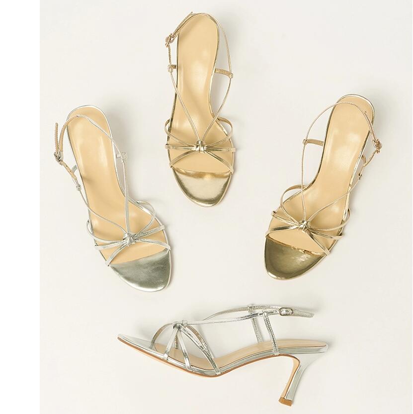 Petite Feet Square Toe Strappy Mid Heel Sandals MS599