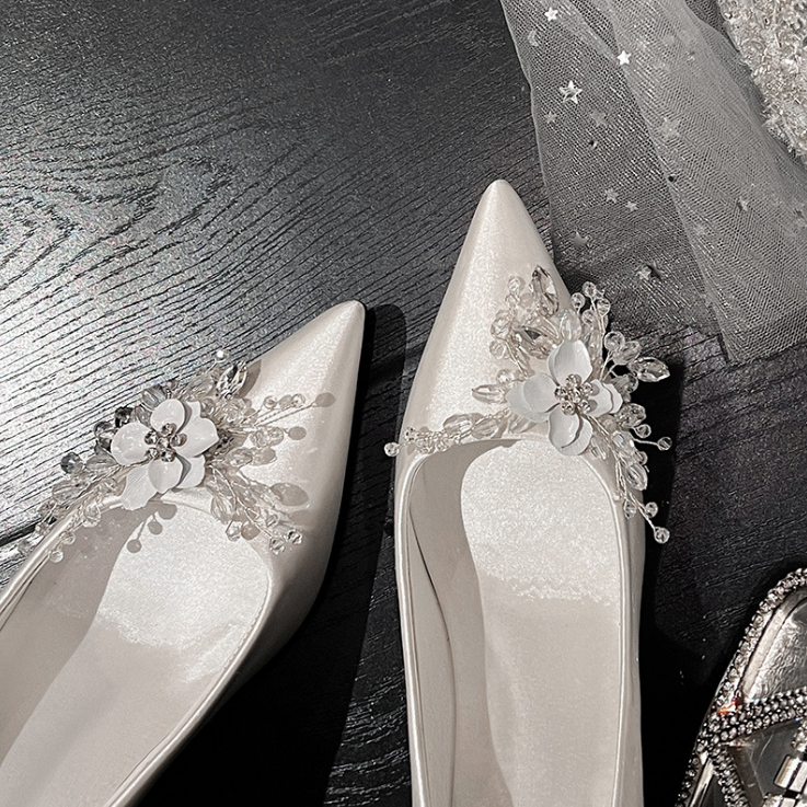 Women's Petite Silk Satin White Dress Shoes MS119 9cm / EU36=230mm Women's Petite Silk Satin White Dress Shoes MS119 9cm / EU36=230mm