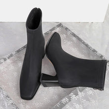 Women's Petite Size Chunky Heel Back Zipper Boots MS311