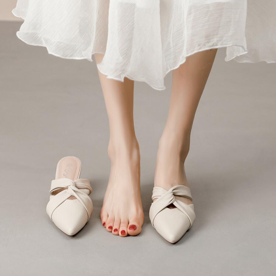 Block Heel Slip On Sandals For Small Feet GS384 AstarShoes