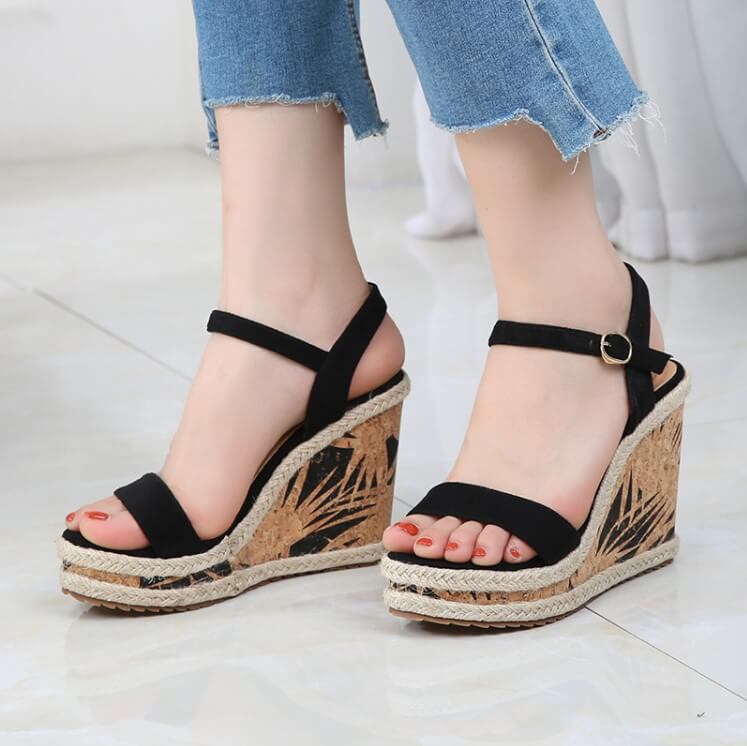 Platform Wedge High Heel Ankle Strap Sandals April - AstarShoes