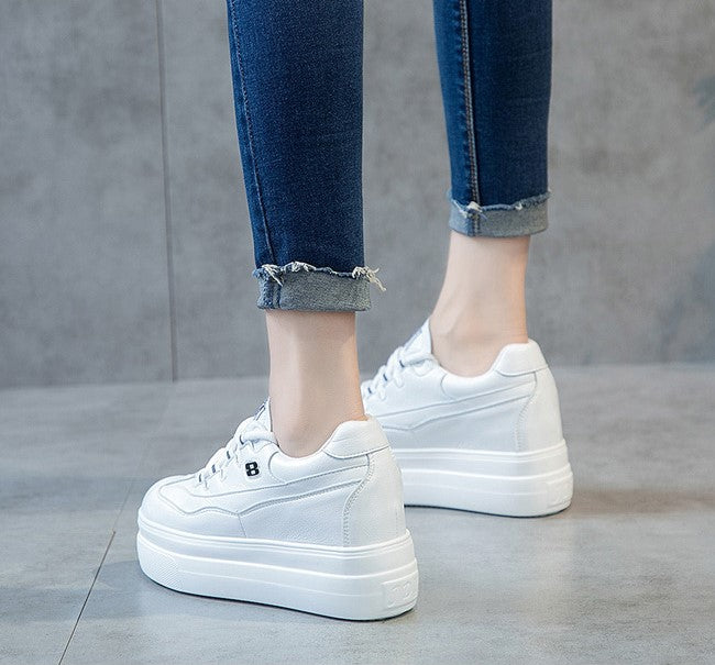 Petite Size Thick Sole Lace Up Fashion Sneakers AS116