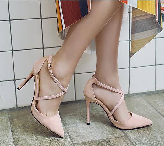 Pointed toe store cross strap heels