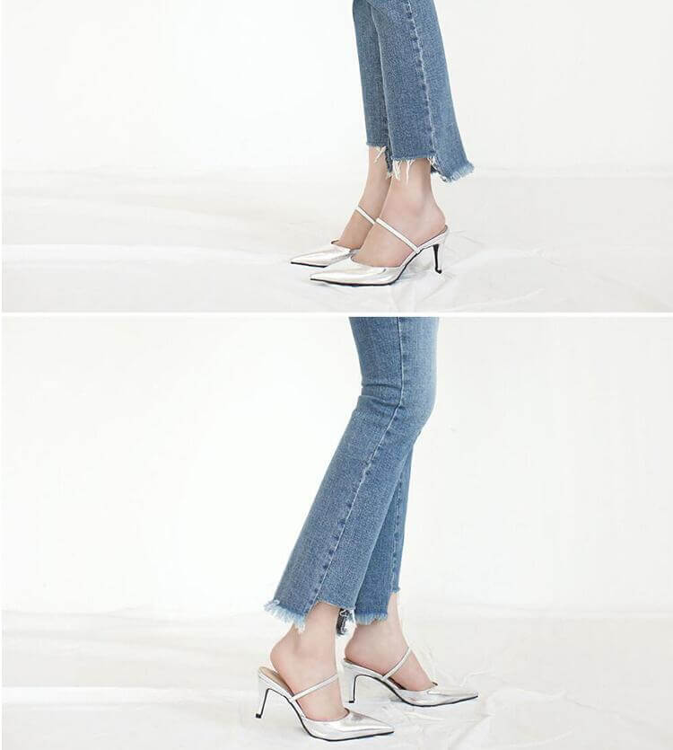 Women's Pointed Toe Slip On Patent Sandals AS19 - AstarShoes