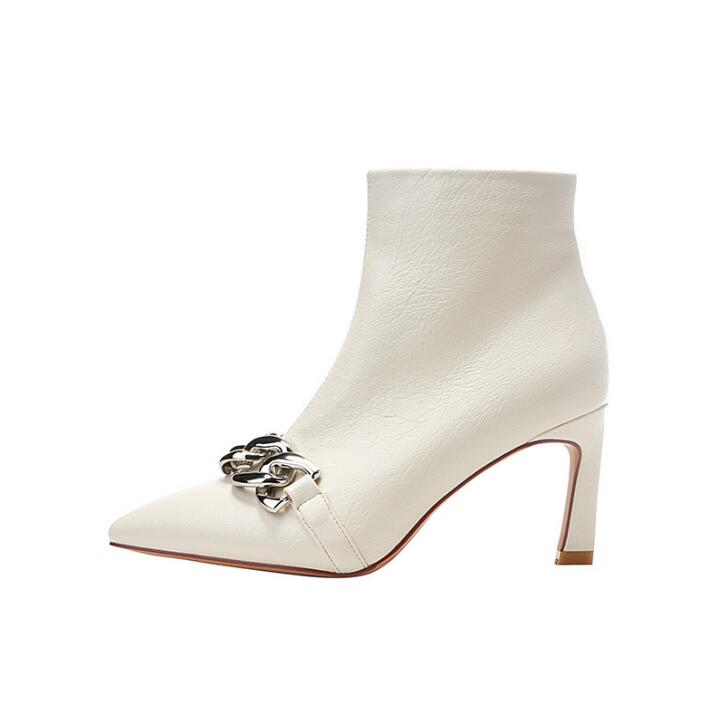 Petite Chunky High Heel Pointy Ankle Boots GS179