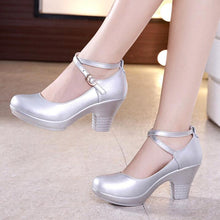 Small Size Block Heel Ankle Strap Pump Shoes Leliy