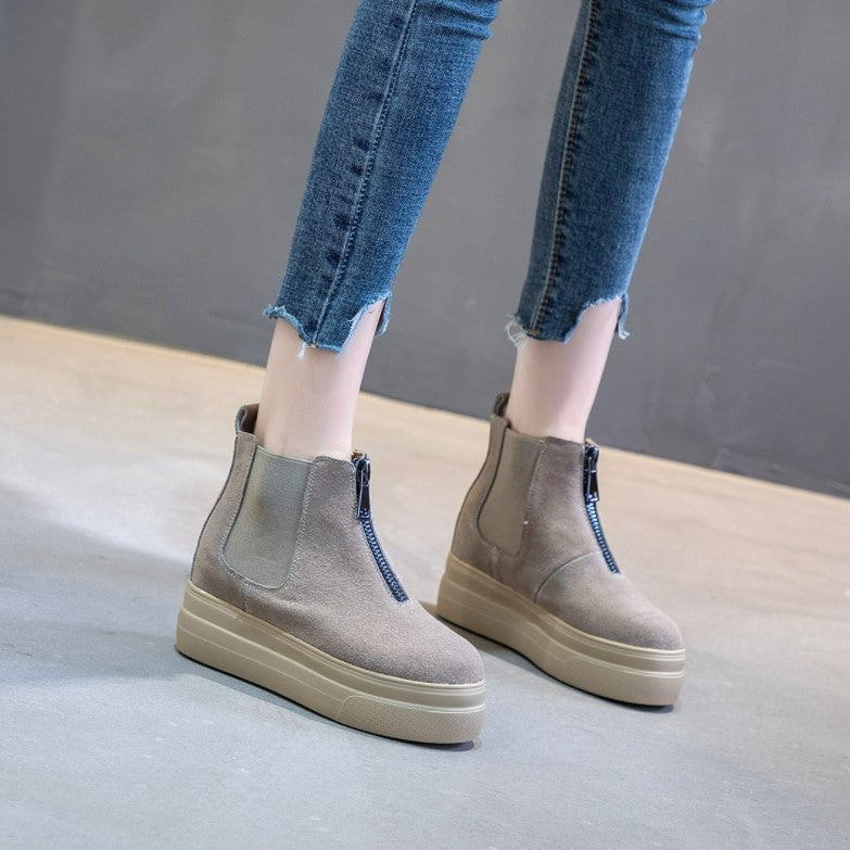 Small Size Thicksole Short Boots DS382 - AstarShoes