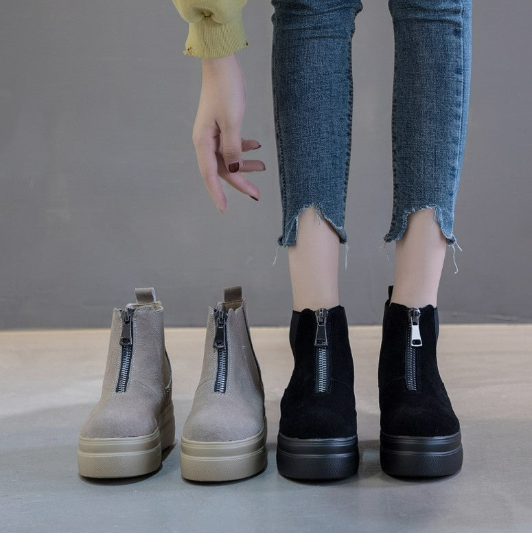 Small Size Thicksole Short Boots DS382 - AstarShoes