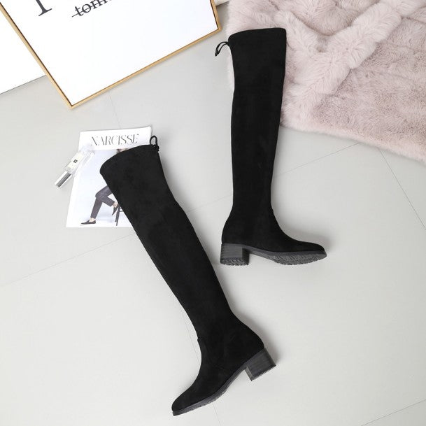 Thigh high small heel boots cheap