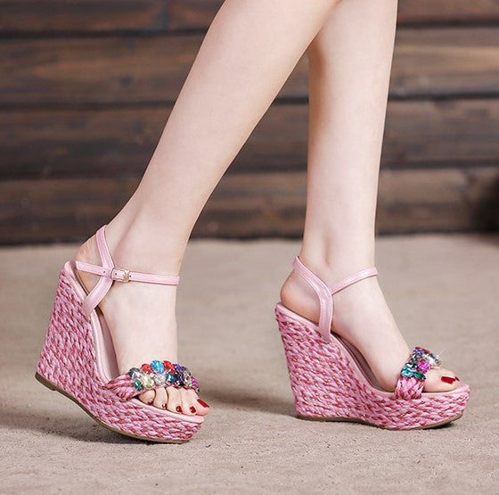 Small Feet Girls Rhinestone Wedge Sandals SS257