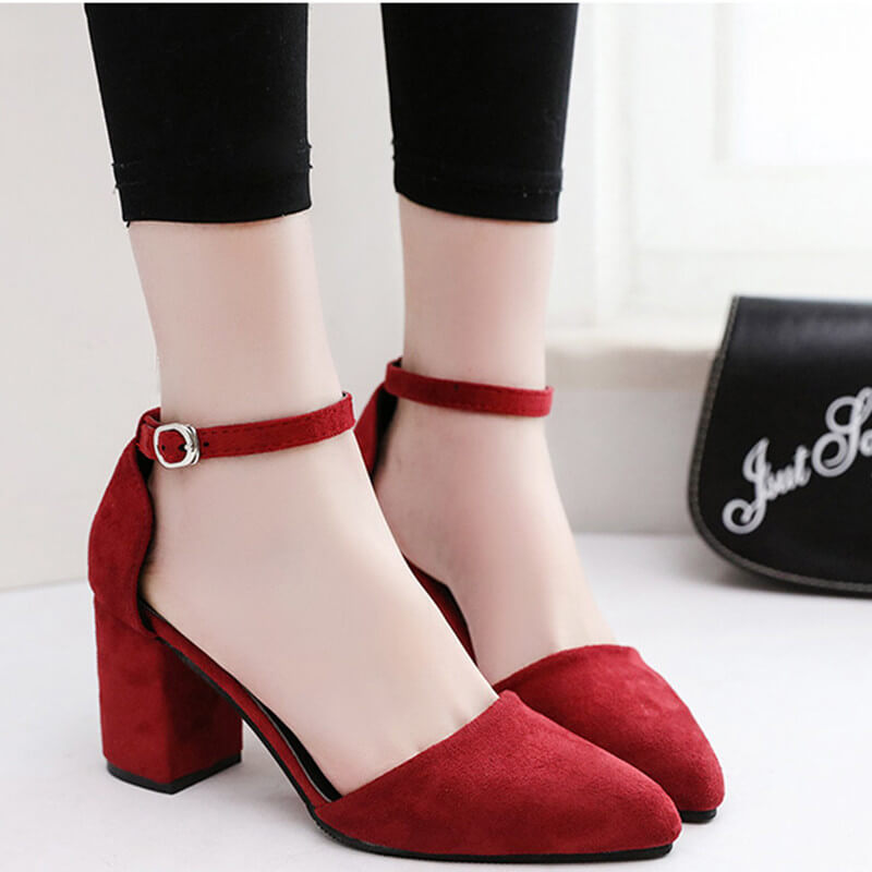 Petite Feet Chunky Mid Heel Ankle Strap Sandals AS20 AstarShoes