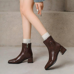 Block Chunky Ankle Boots For Petite Feet FS158