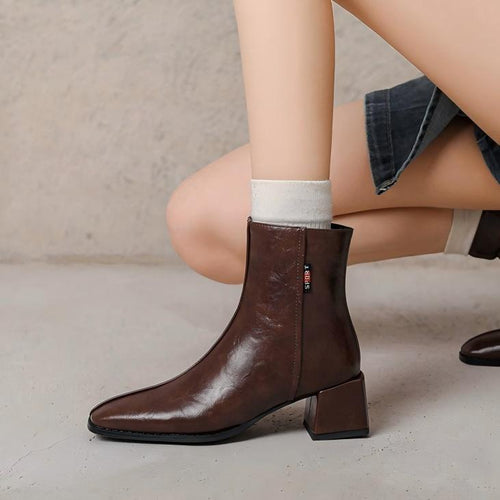 Block Chunky Ankle Boots For Petite Feet FS158