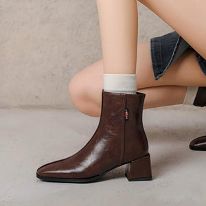 Block Chunky Ankle Boots For Petite Feet FS158