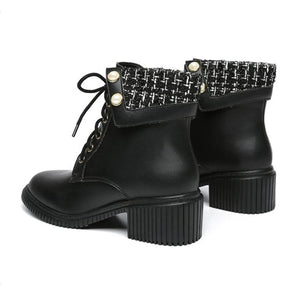 Block Heel Lace Up Ankle Boots For Petite Feet GS204