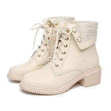 Block Heel Lace Up Ankle Boots For Petite Feet GS204