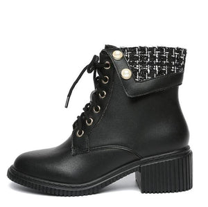 Block Heel Lace Up Ankle Boots For Petite Feet GS204