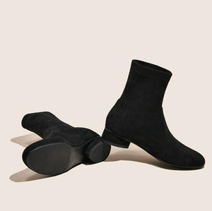 Block Low Heel Suede Boots For Petite Feet MS160