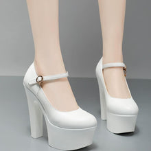 Chunky High Heel Platform Pump Shoes For Small Feet MS280