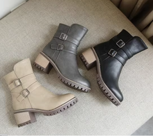 Women's Petite Size Block Heel Short Boots GR21