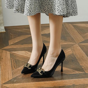 Heeled Pump Shoes With Buckle For Petite Feet ES98