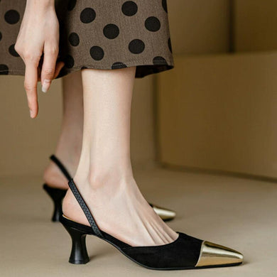 Ladies Small Feet Slingback Heels With Toe Cap MS255