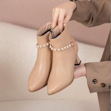 Ladies Small Size Side Zipper Leather Boots ES130