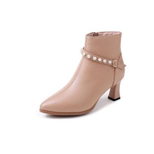 Ladies Small Size Side Zipper Leather Boots ES130