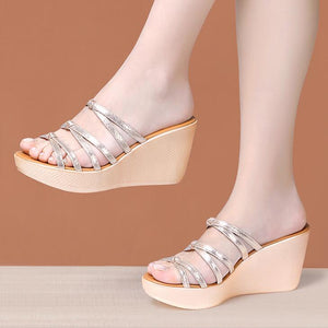 Open Toe Wedge Heel Strappy Sandals For Women MS360