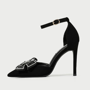 Petite Ankle Strap Glitter Dress Heels With Bow Tie(3/6/8/10cm Heel) GS393