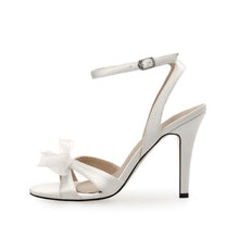 Petite Ankle Strap Silk Satin Dress Heels With Bow Tie MS223