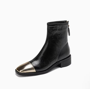 Petite Back Zipper Block Heel Ankle Boots TS104