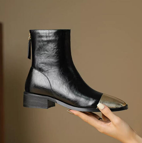 Petite Back Zipper Block Heel Ankle Boots TS104