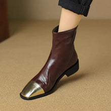 Petite Back Zipper Block Heel Ankle Boots TS104