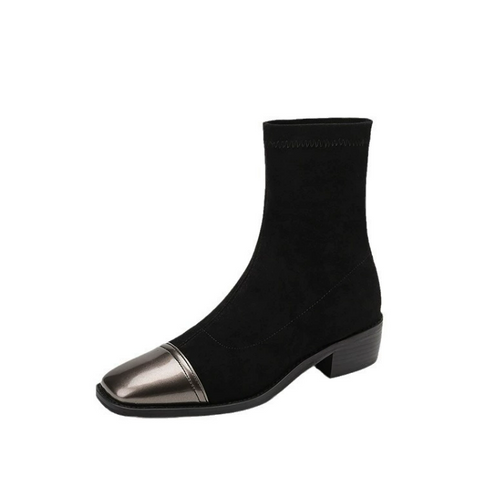 Petite Block Low Heel Boots For Women MS161