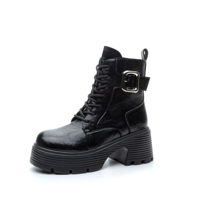 Petite Block Thicksole Leather Boots For Women FS275