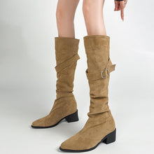 Petite Block Under Knee Boots With Buckle GS182