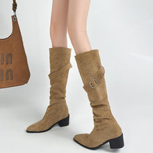 Petite Block Under Knee Boots With Buckle GS182