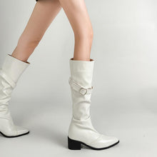 Petite Block Under Knee Boots With Buckle GS182