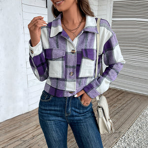 Petite Checkered Long Sleeved Jacket PCD55