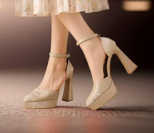 Petite Chunky Heel Closed Sandal Shoes TS406