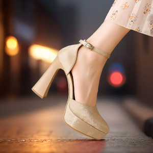 Petite Chunky Heel Closed Sandal Shoes TS406