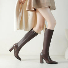Petite Chunky High Heel Long Boots For Women FS197