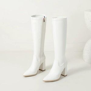 Petite Chunky High Heel Long Boots For Women FS197