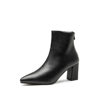 Petite Chunky High Heel Pointy Ankle Boots GS179